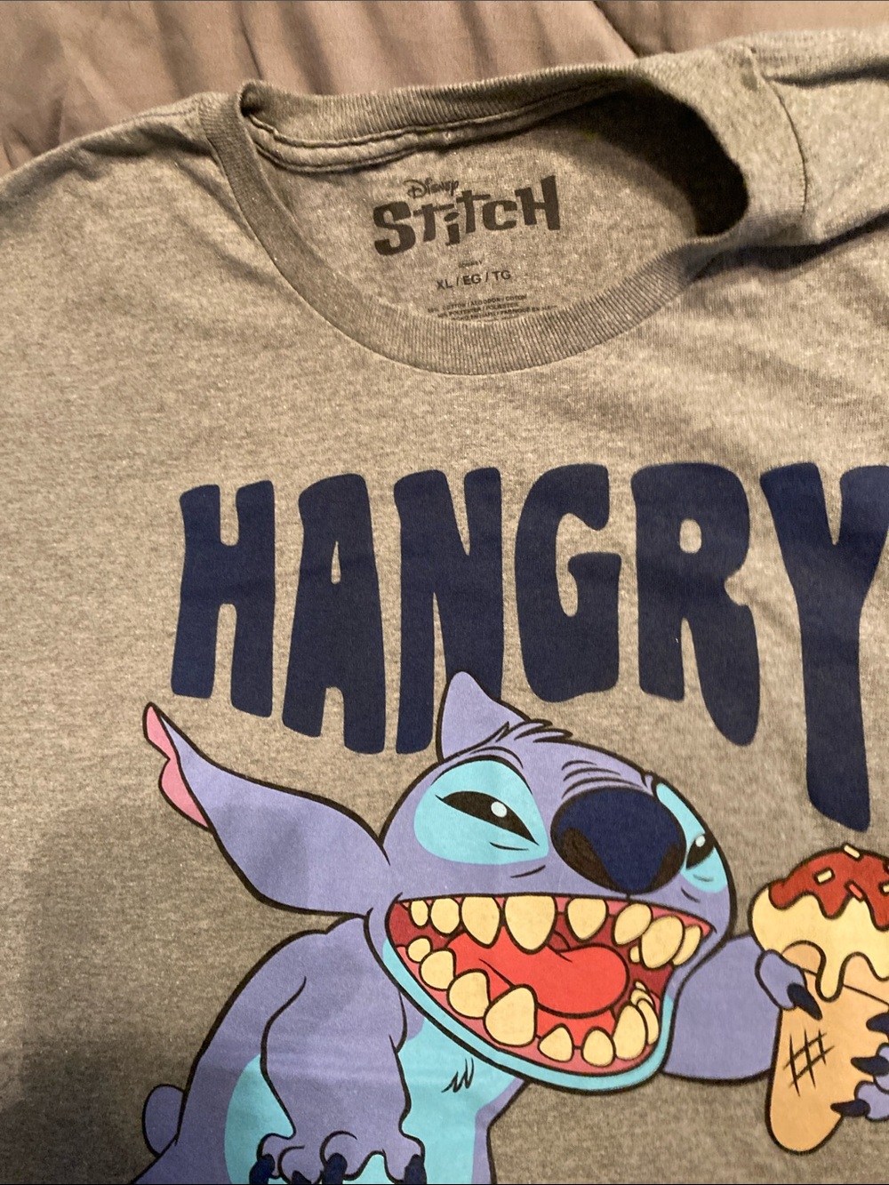 Disney Stitch 'Hangry' Graphic Tee - Gray & Blue
